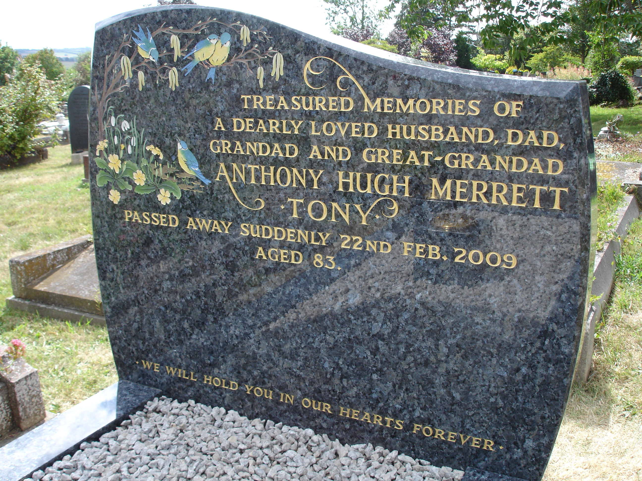 Blue Pearl granite memorial stone