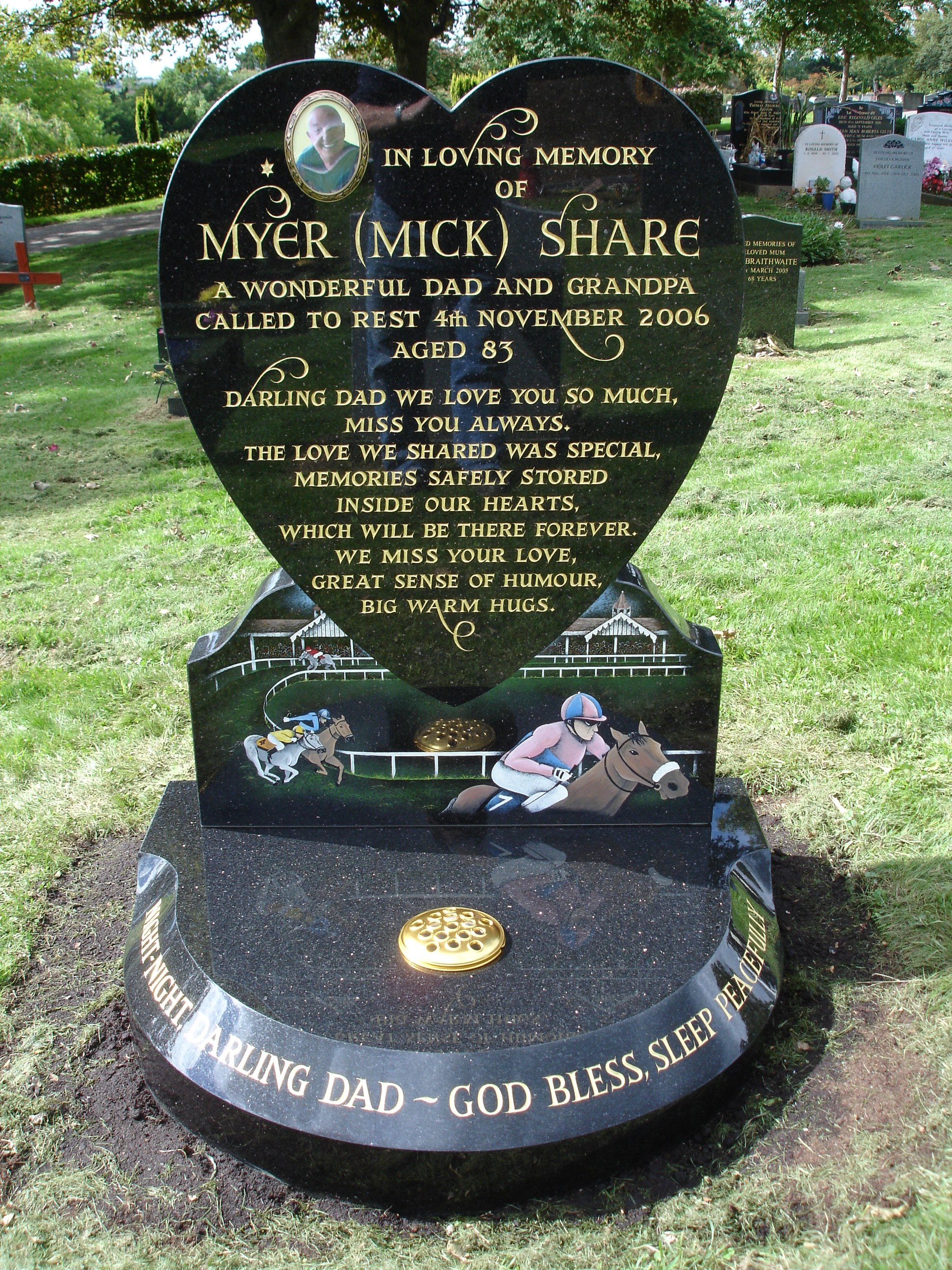 Heart shaped memorial in Star Galaxy granite