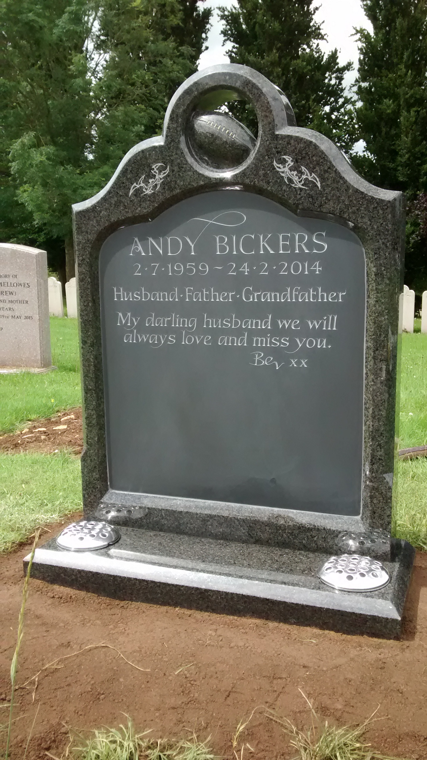 South African dark grey granite headstone